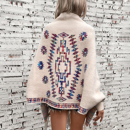 Women's Pop Geometric Jacquard Ethnic Style Tassel Shawl