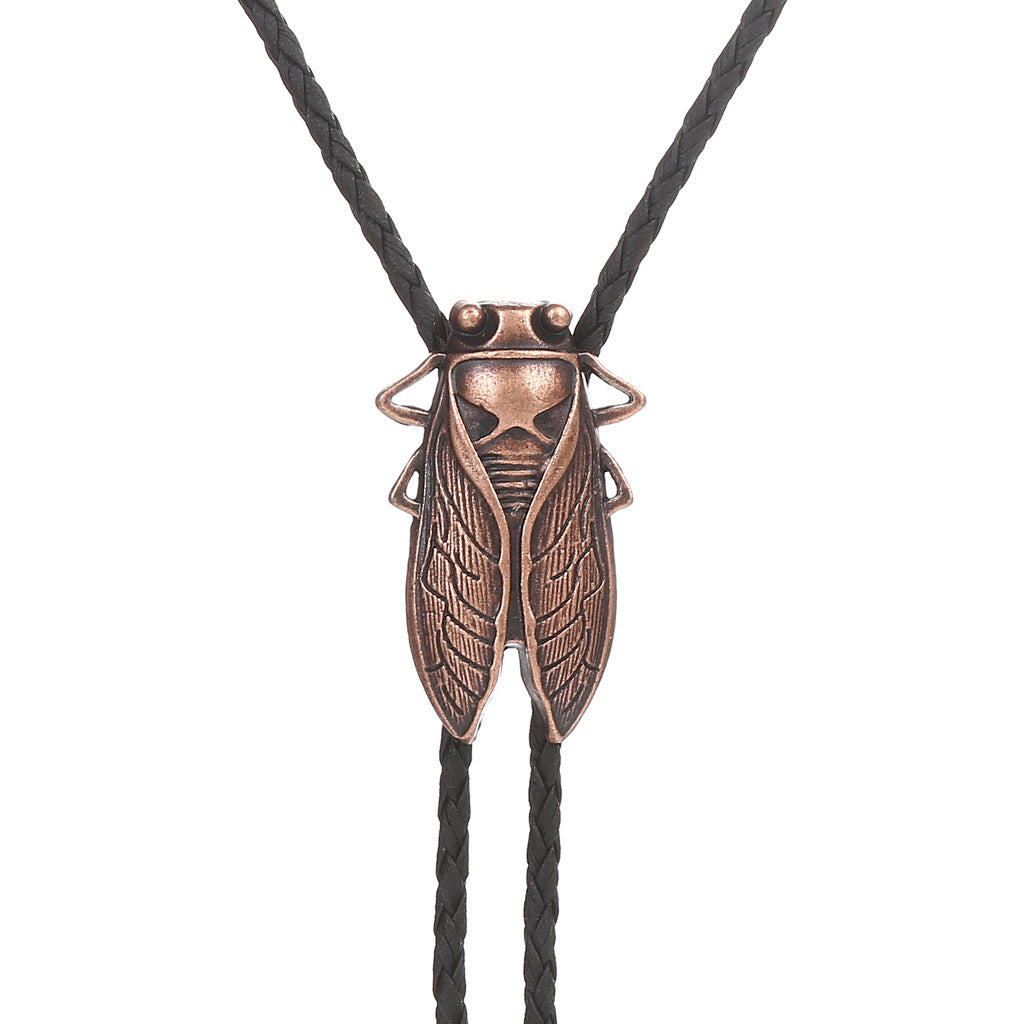 Gold Cicada Metal Neckline Rope Pendant Men's Western Denim