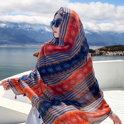 Women's Outer Scarf For Traveling In Western Sichuan Grassland