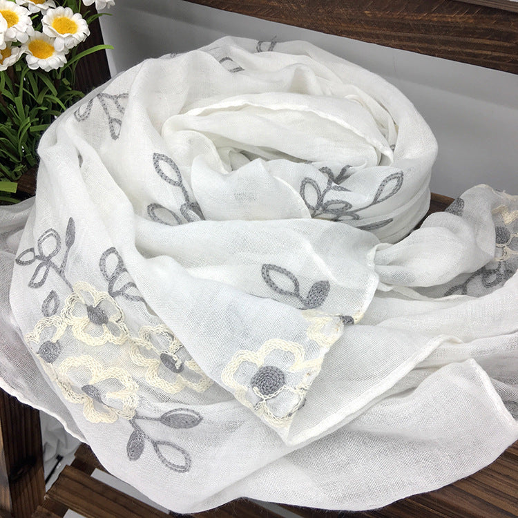 Spring And Summer Women's Artistic Ethnic Style Shawl Cotton Linen Versatile Long