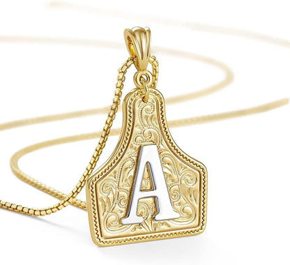 Western Pattern Cow Pendant Letter Necklace