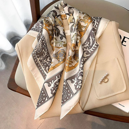 Black And White Striped Small Square Towel Silk Scarf Women's Headscarf Spring And Autumn