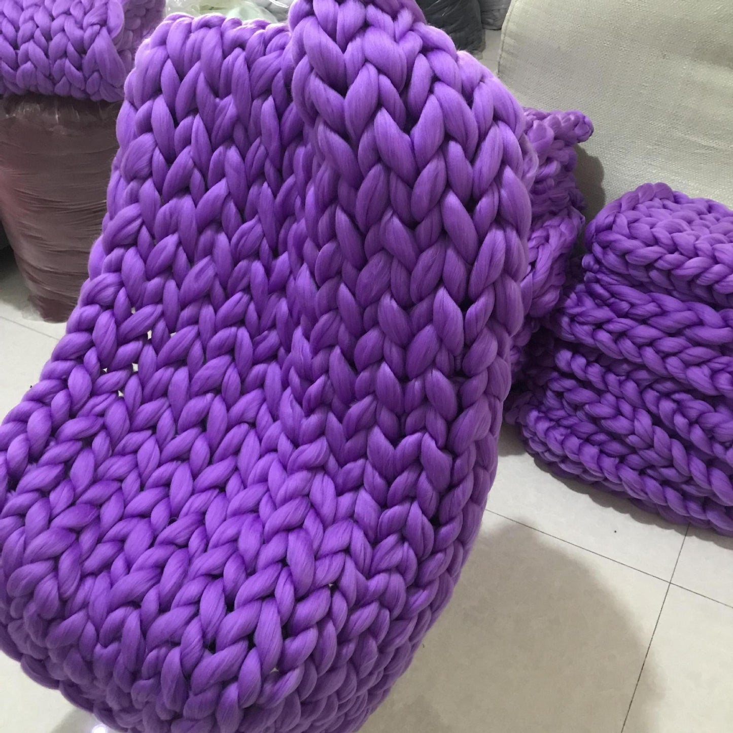 Hand Knitted Wool Blanket