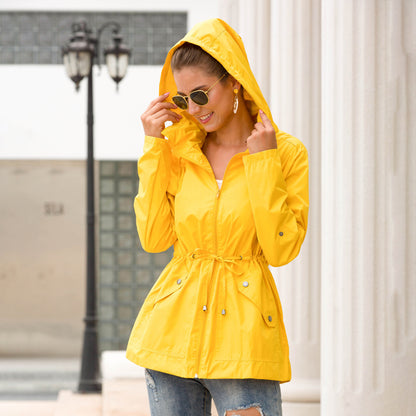 Women's Cinched Hoodie Outdoor Mountaineering Rain Jacket