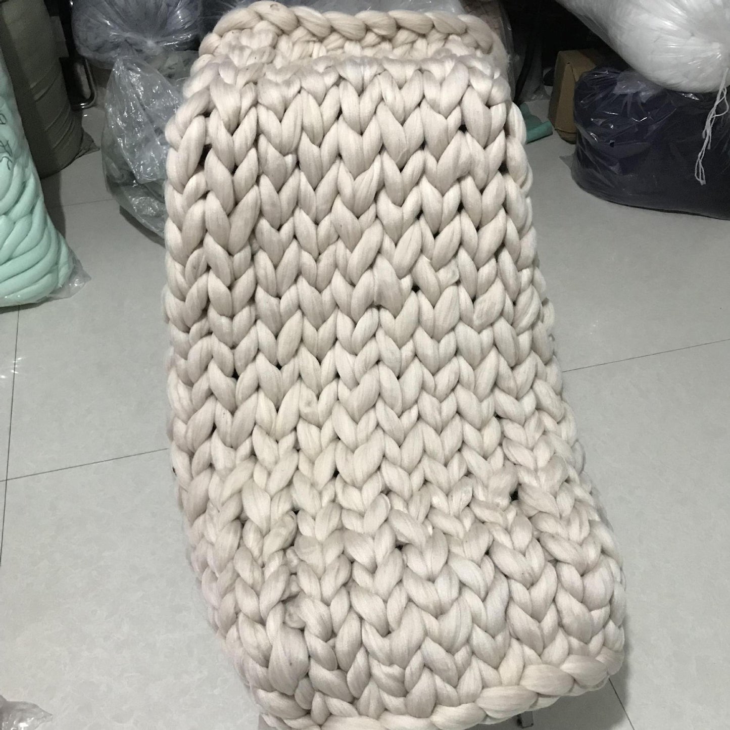 Hand Knitted Wool Blanket