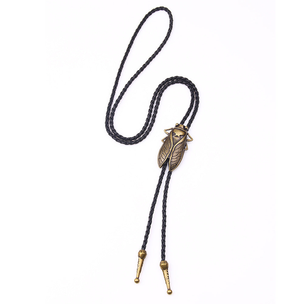 Gold Cicada Metal Neckline Rope Pendant Men's Western Denim