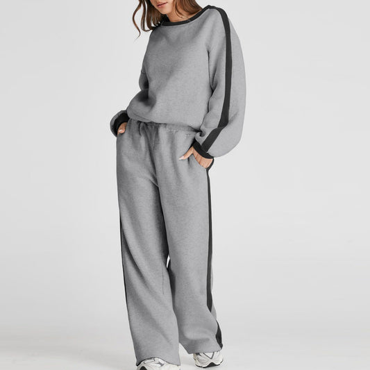 Spring And Autumn Leisure Simple Graceful Color Matching Long Sleeve