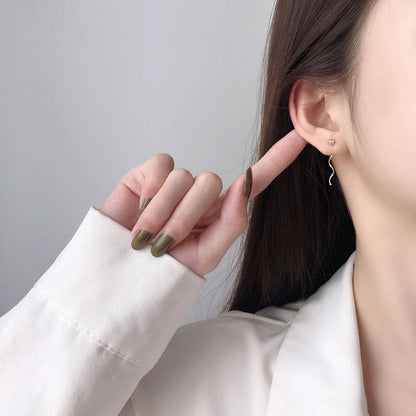 Niche Design S925 Silver Wavy Ball Hanging Earrings
