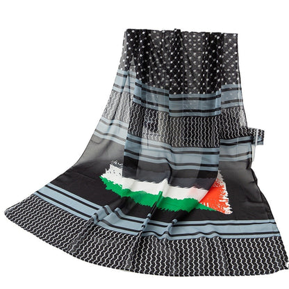Flag Print Chiffon Scarf Arab Fashion Scarf Middle East Dubai Shawl