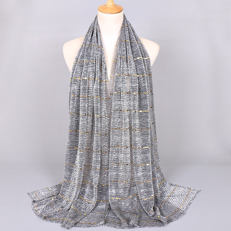New Women's Lamp Wick Silk Sequined Scarf