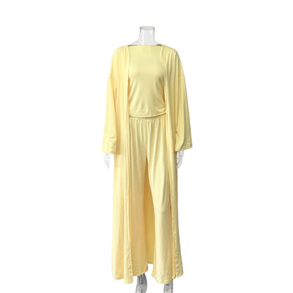 Solid Color Knitted Home Wear Three-piece Women's Clothing