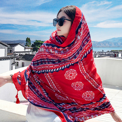 Women's Outer Scarf For Traveling In Western Sichuan Grassland