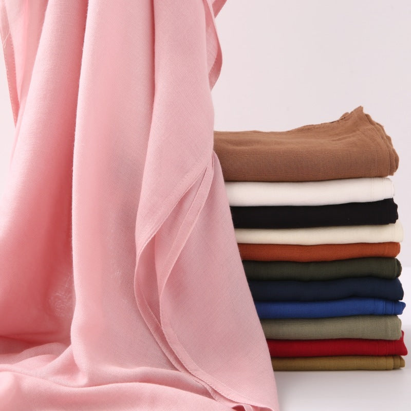 Breathable Shawl Modal Monochrome Malay Indonesian Cotton And Linen Solid Color Scarf Headcloth