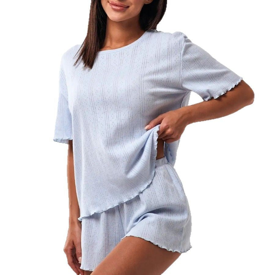 Pajamas Women's Summer Cotton-containing Comfortable Curling Half-sleeve Shorts Home Wear Suit