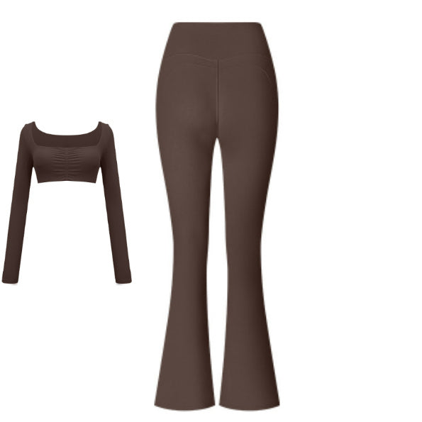 Flared Pants Solid Color Sports Long-sleeve Suit