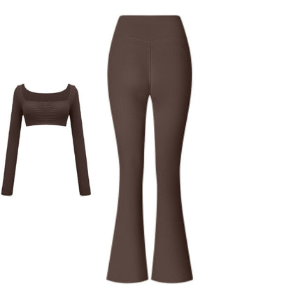 Flared Pants Solid Color Sports Long-sleeve Suit