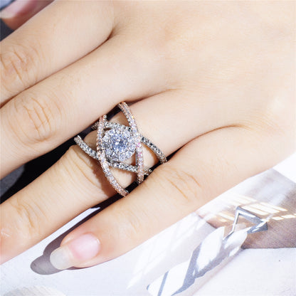 Europe And America Creative Cross Zircon Engagement Ring