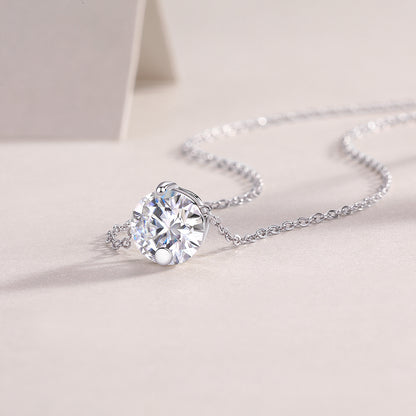 Simple Pleasure - A Fashionable And Luxurious Diamond Jewelry Pendant Set With 2-carat Moissanite S925 Sterling Silver And Platinum Plating