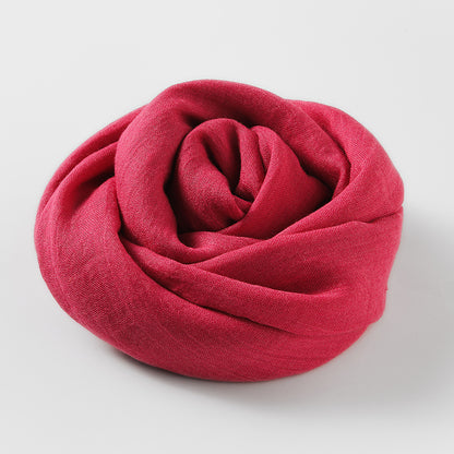 Artistic Sunscreen Solid Color Cotton And Linen Scarf
