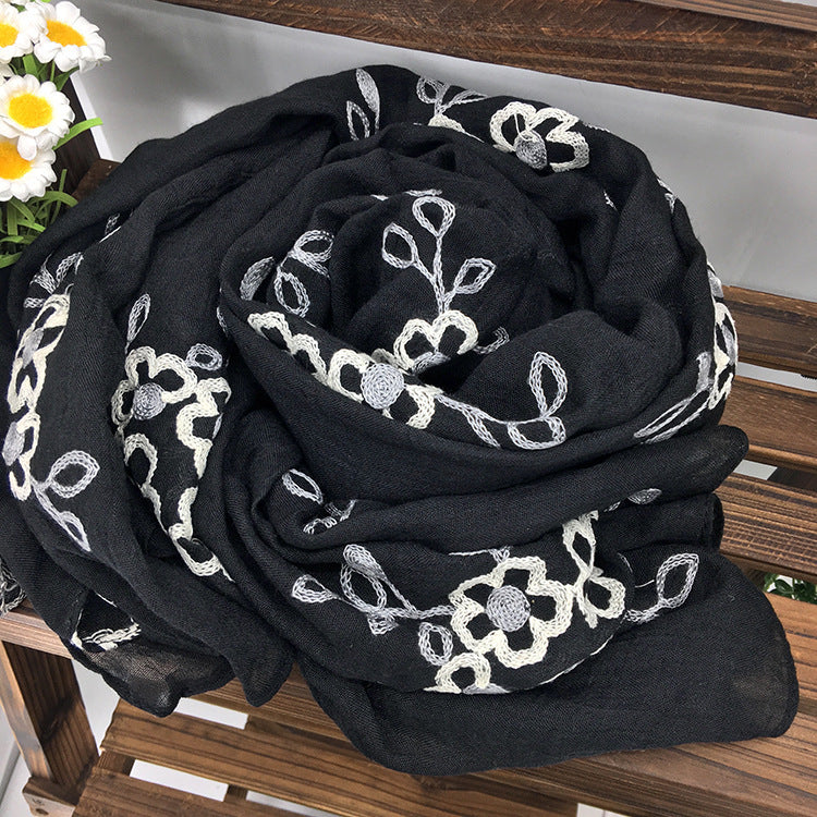 Spring And Summer Women's Artistic Ethnic Style Shawl Cotton Linen Versatile Long