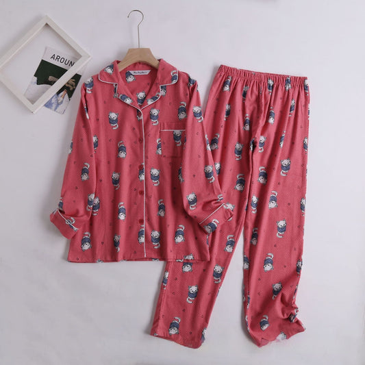 Women's Pajamas Simple Spring, Autumn And Winter Long Sleeves Trousers Suit