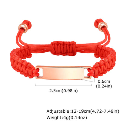 Stainless Steel Curved Brand Red Nylon Rope Woven Children's Bracelet Rose Gold