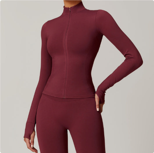 Stand Collar Zipper Yoga Clothes Warm Top Sports Running Jacket