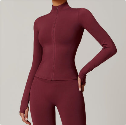 Stand Collar Zipper Yoga Clothes Warm Top Sports Running Jacket
