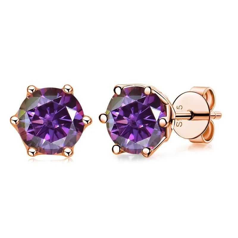 Women's Moissanite Sterling Silver 1 Karat Mulberry Stone Stud Earrings