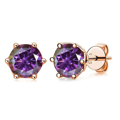 Women's Moissanite Sterling Silver 1 Karat Mulberry Stone Stud Earrings