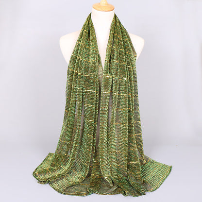 New Women's Lamp Wick Silk Sequined Scarf