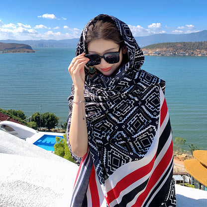 Ethnic Style Sun Protection Talma Tibet Desert Travel Thin Holiday Silk Scarf