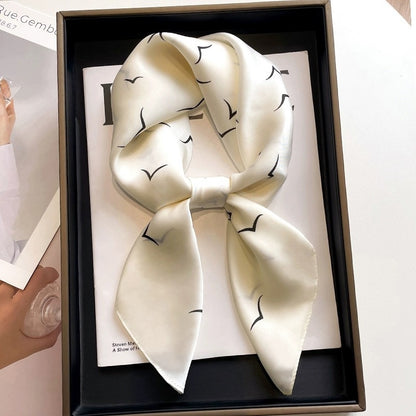 Black And White Striped Small Square Towel Silk Scarf Women's Headscarf Spring And Autumn