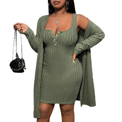 All-matching Elegant Fashion Suit Cloak Dress Two-piece Set