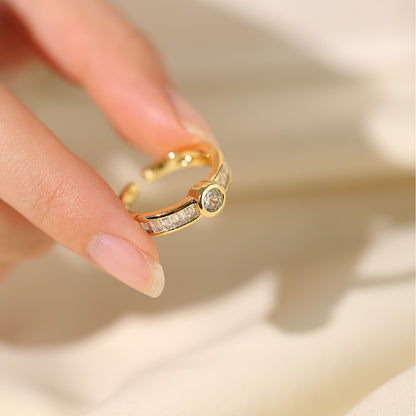 Ring Female European And American Micro Inlaid Emerald Zircon With Diamond