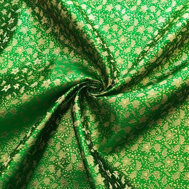 Green Gold Thread Pentagram Jacquard Fabric