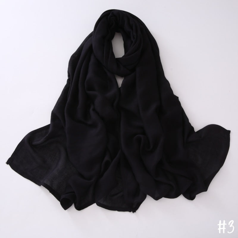 Breathable Shawl Modal Monochrome Malay Indonesian Cotton And Linen Solid Color Scarf Headcloth