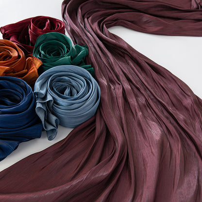 Solid Color Thin Travel Sun Protection Shawl Linen Plain Satin Scarf