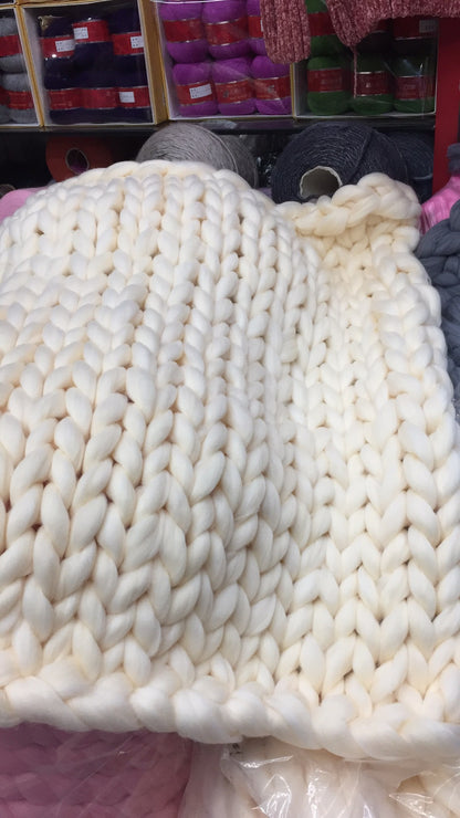 Hand Knitted Wool Blanket