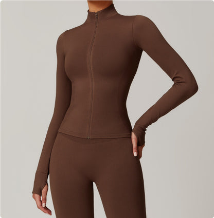 Stand Collar Zipper Yoga Clothes Warm Top Sports Running Jacket
