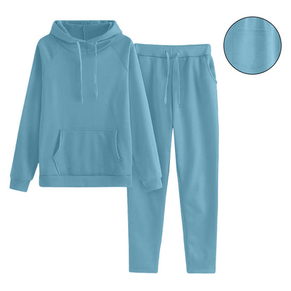Women's Solid Color European And American Raglan Sleeve Sweater Trousers Suit