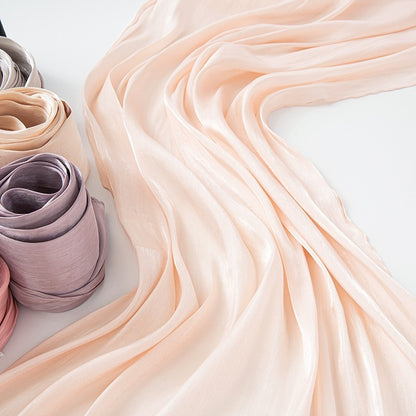 Solid Color Thin Travel Sun Protection Shawl Linen Plain Satin Scarf