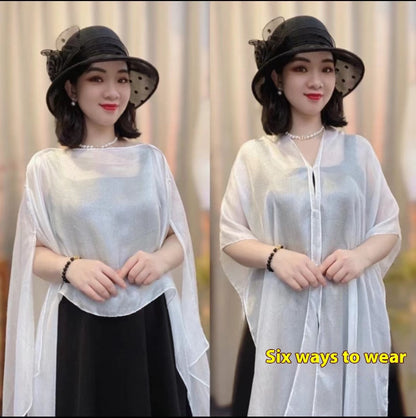 Solid Color Vacation Style Fashionable All-match Sunscreen Pullover Scarf Shawl
