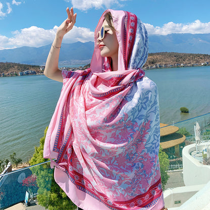 Ethnic Style Sun Protection Talma Tibet Desert Travel Thin Holiday Silk Scarf