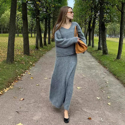 Women's Fashionable Knitted New Skirt Sweater Suit