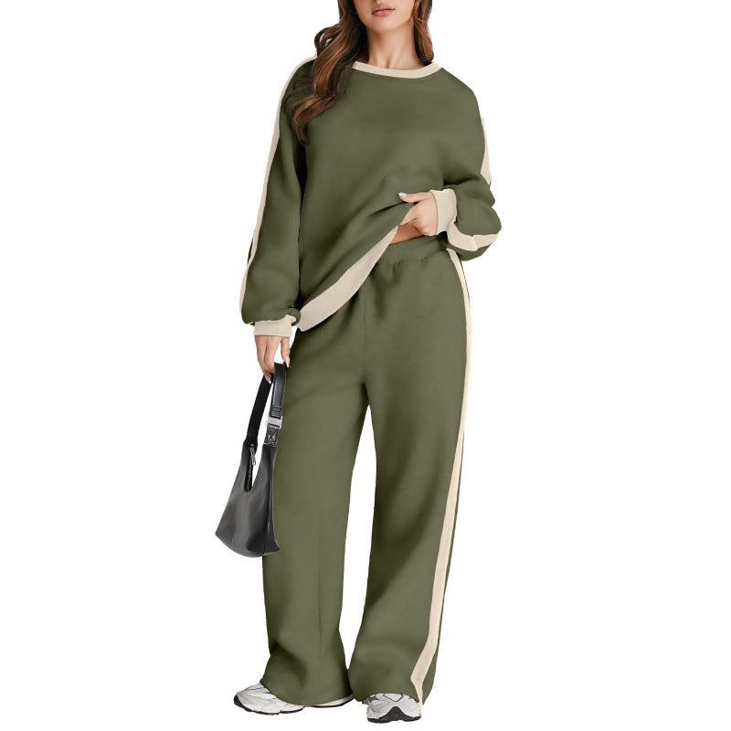 Spring And Autumn Leisure Simple Graceful Color Matching Long Sleeve