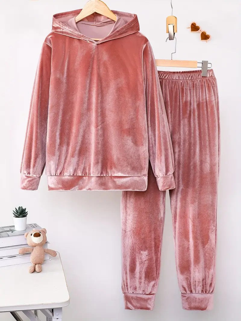 Plush Pajamas Hooded Sweater Trousers Two-piece Suit
