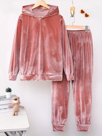 Plush Pajamas Hooded Sweater Trousers Two-piece Suit