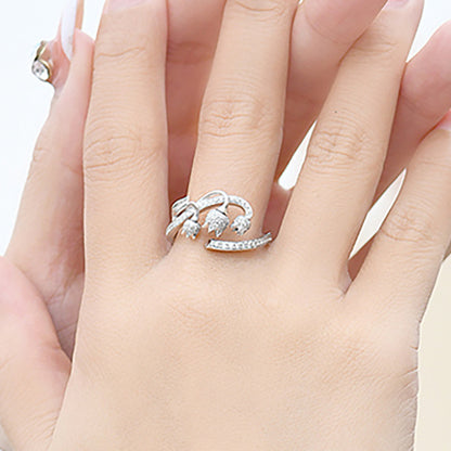 Rosebud Three-dimensional Open Ring Light Luxury Exquisite And Beautiful