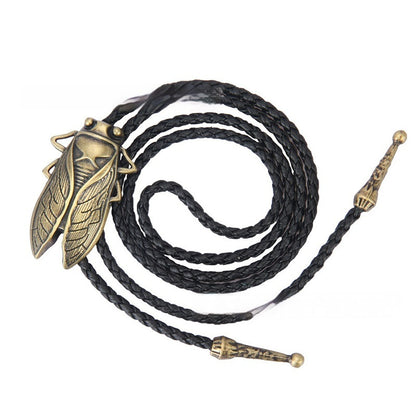 Gold Cicada Metal Neckline Rope Pendant Men's Western Denim